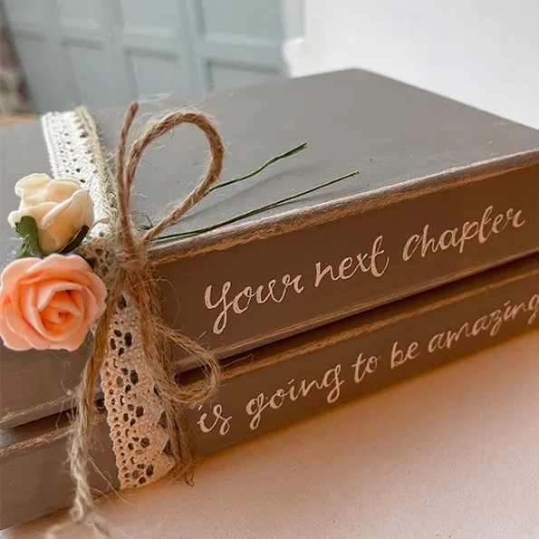Wooden Stack of Books Lg with Lace - Next Chapter 12667